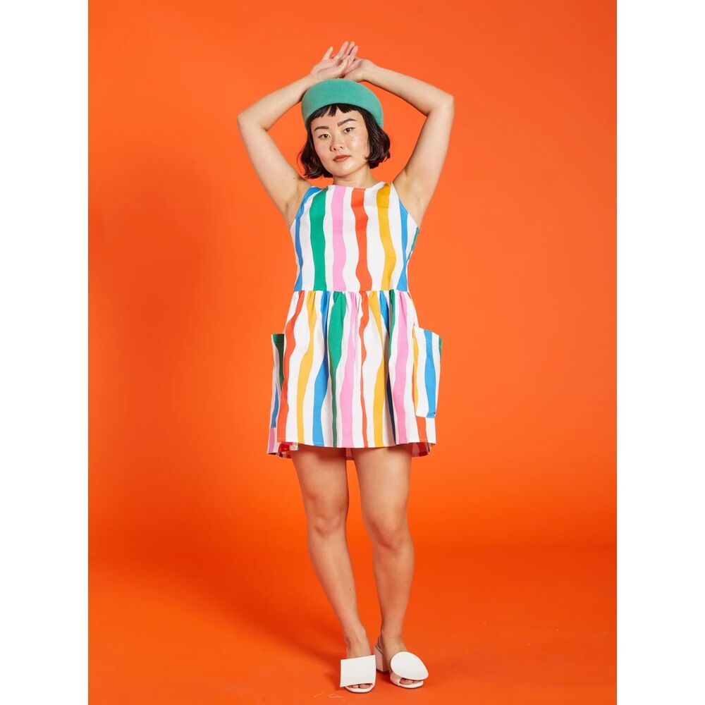 NWT Nooworks Big Pocket Salvation Stripe Mini Dress